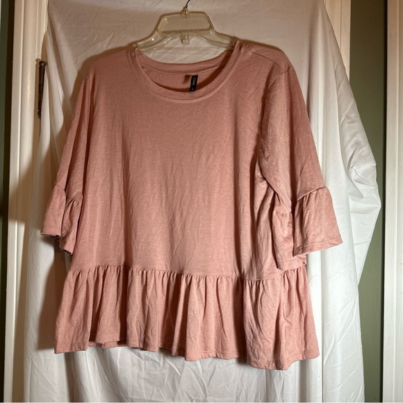 Women’s Babydoll Shirt Long Sleeved Ruffled Edges Plus Sized Massini All Season - Picture 1 of 5